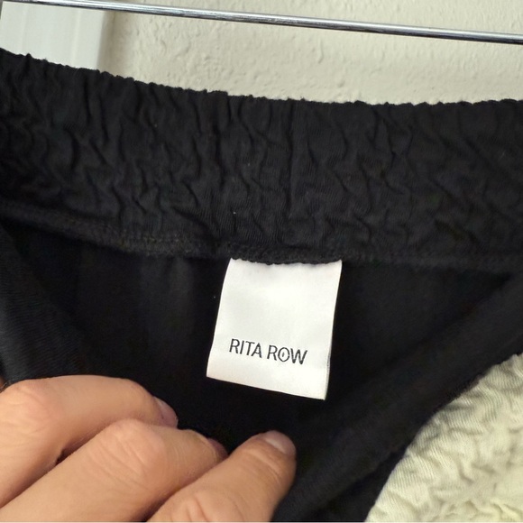 RITA ROW black cream crinkle popcorn textured pencil stretchy midi maxi skirt - Picture 7 of 9